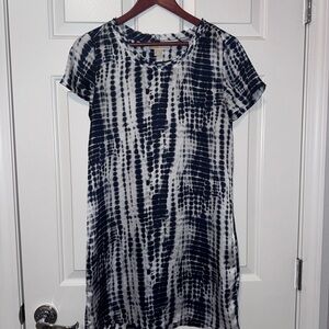 Michael Kors Blue and White Tie-Dye Shift Dress